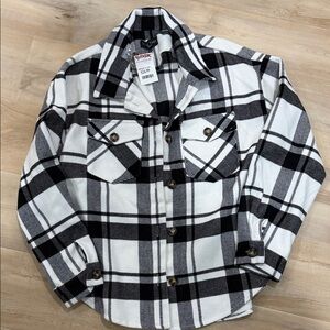 Women’s Black and White Plaid Shacket